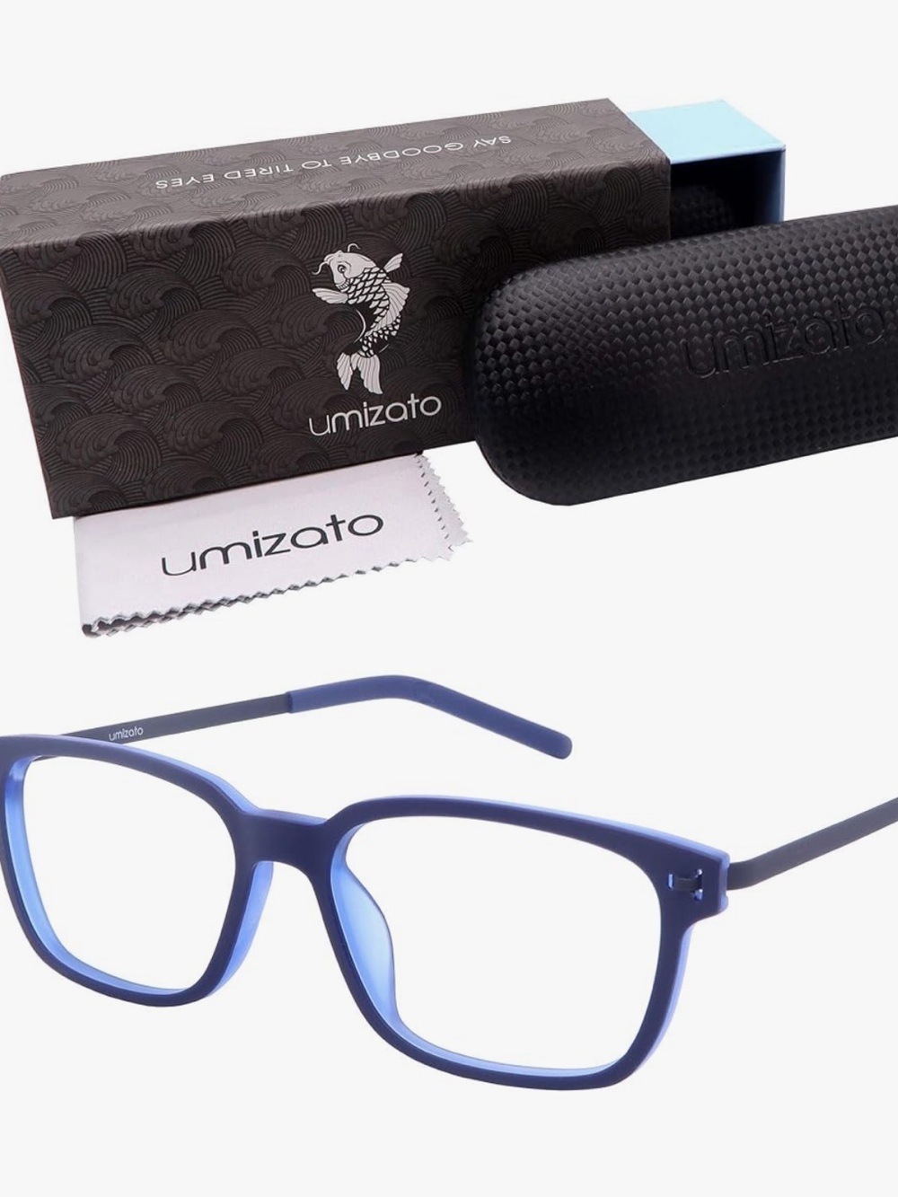 Umizato Men's Bluelight Blocking for computer & Gaming Eyeglasses with Case